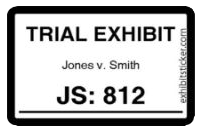 Trial Exhibit Sticker Rainmaker Document Technologies